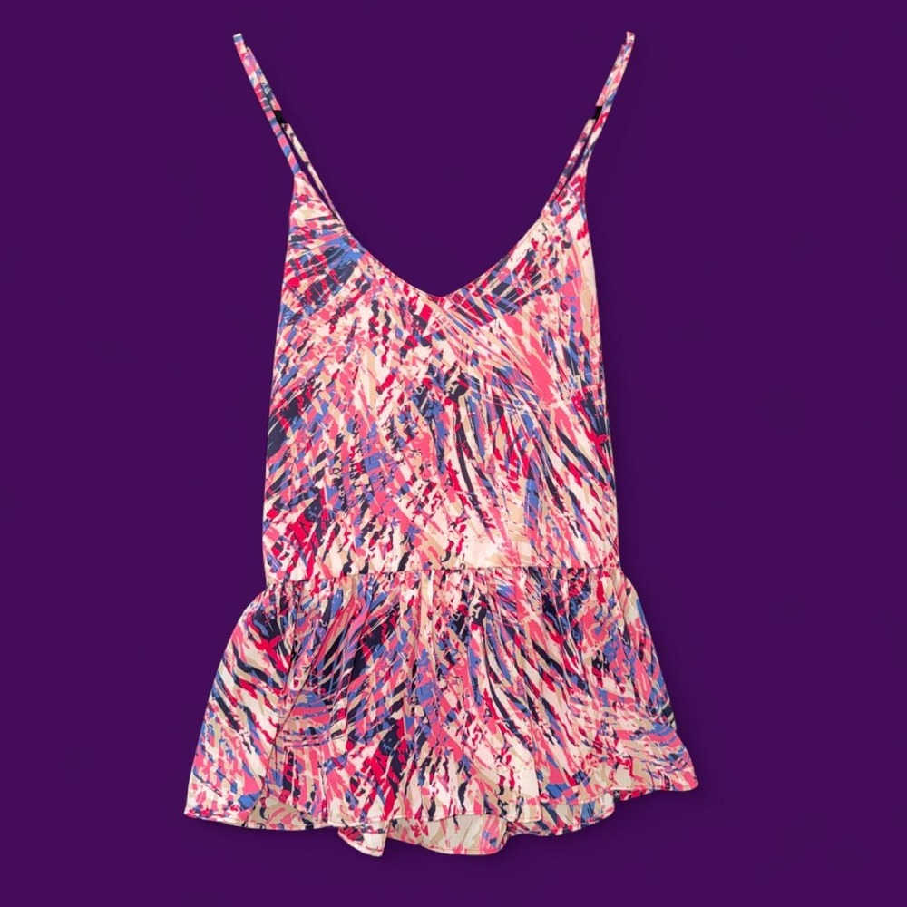 Buddy Love Women's Small Pink Blue Abstract Print Tank Top